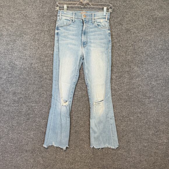 Mother Jeans Womens 27 Blue Denim Flare Frayed Hem Distressed Light Wash Y2K 90s - Picture 1 of 13